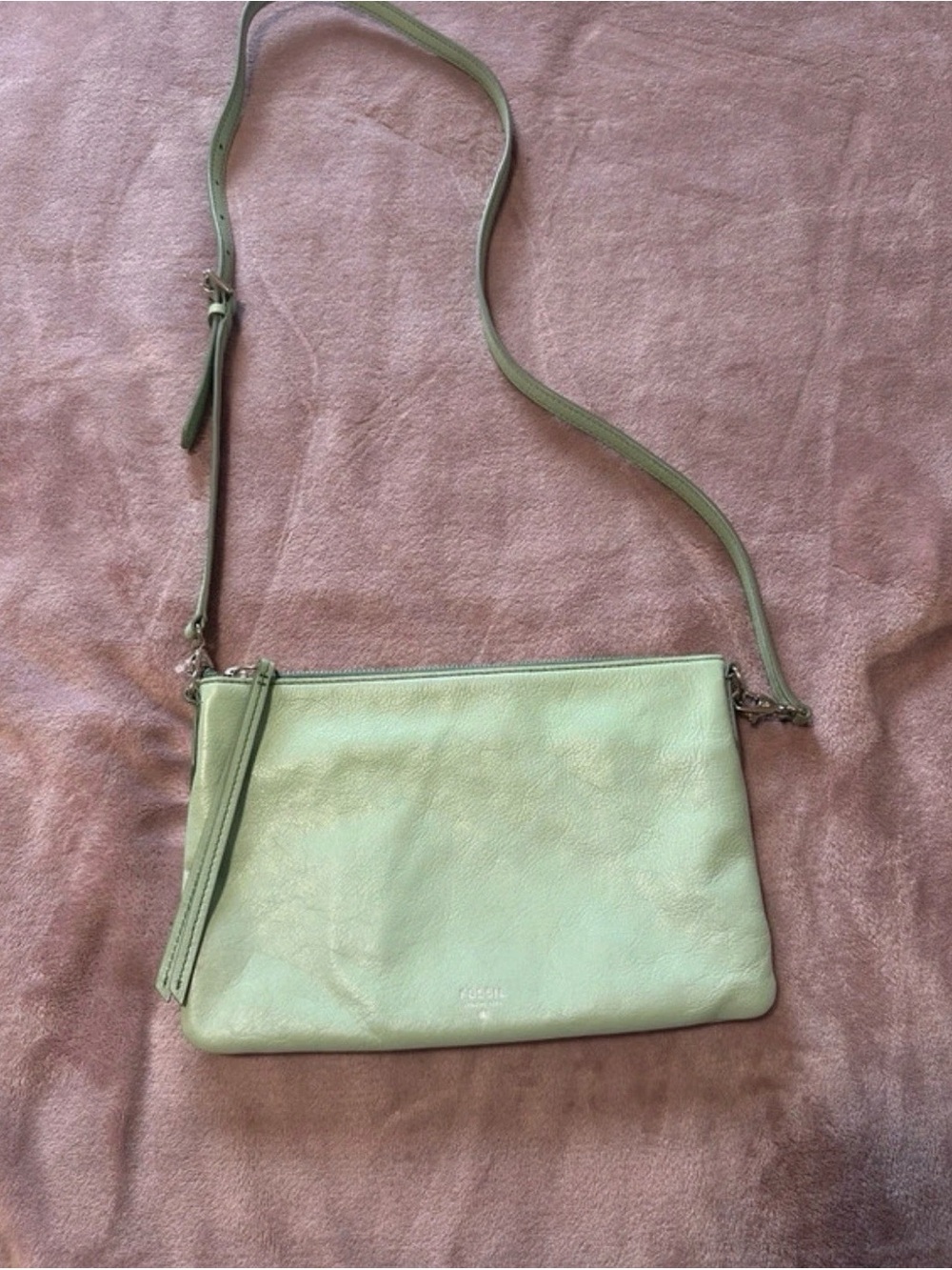 Fossil Mint Green Leather Crossbody Bag
